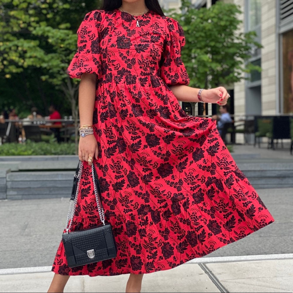 Zara red summer dress. Floral print